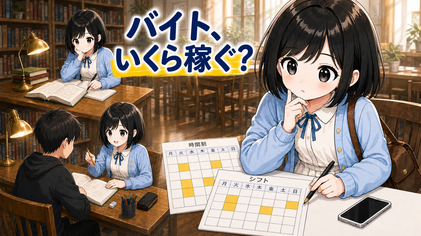 シフト表と時間割を並べて予定の重なりを確認している手元