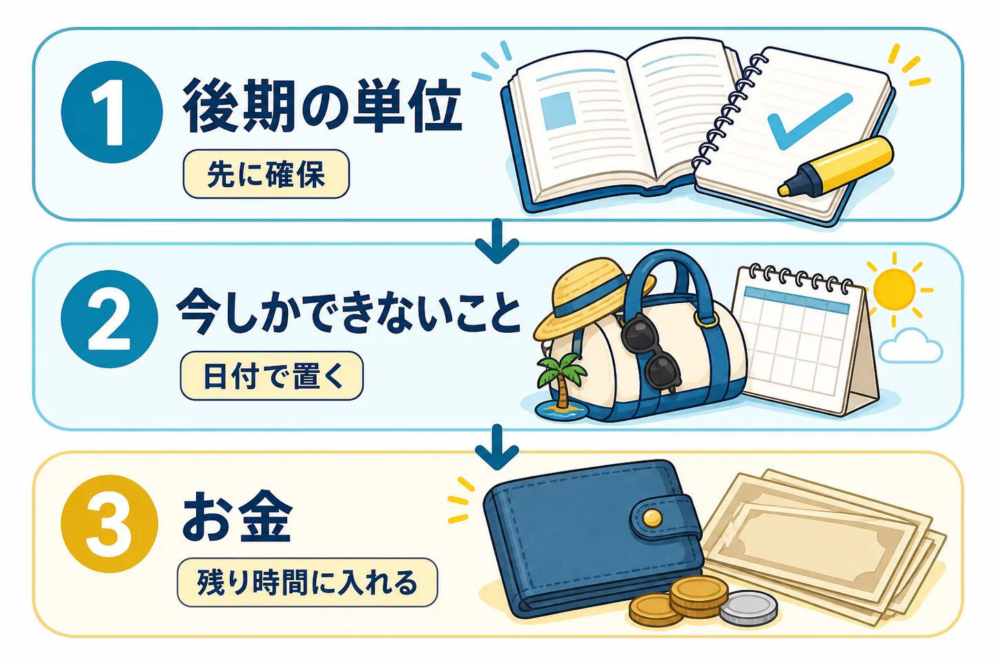 夏休みの時間を優先順位順に割り当てる3つの軸